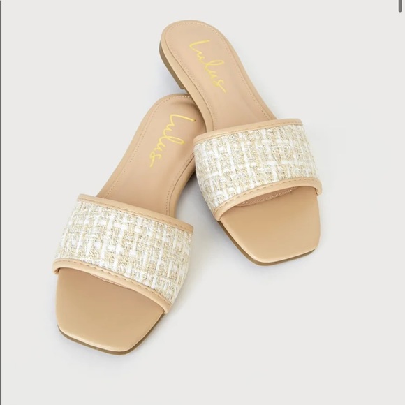 Lulus Shoes - NWT Lulus Klohee Beige Woven Slide Sandals